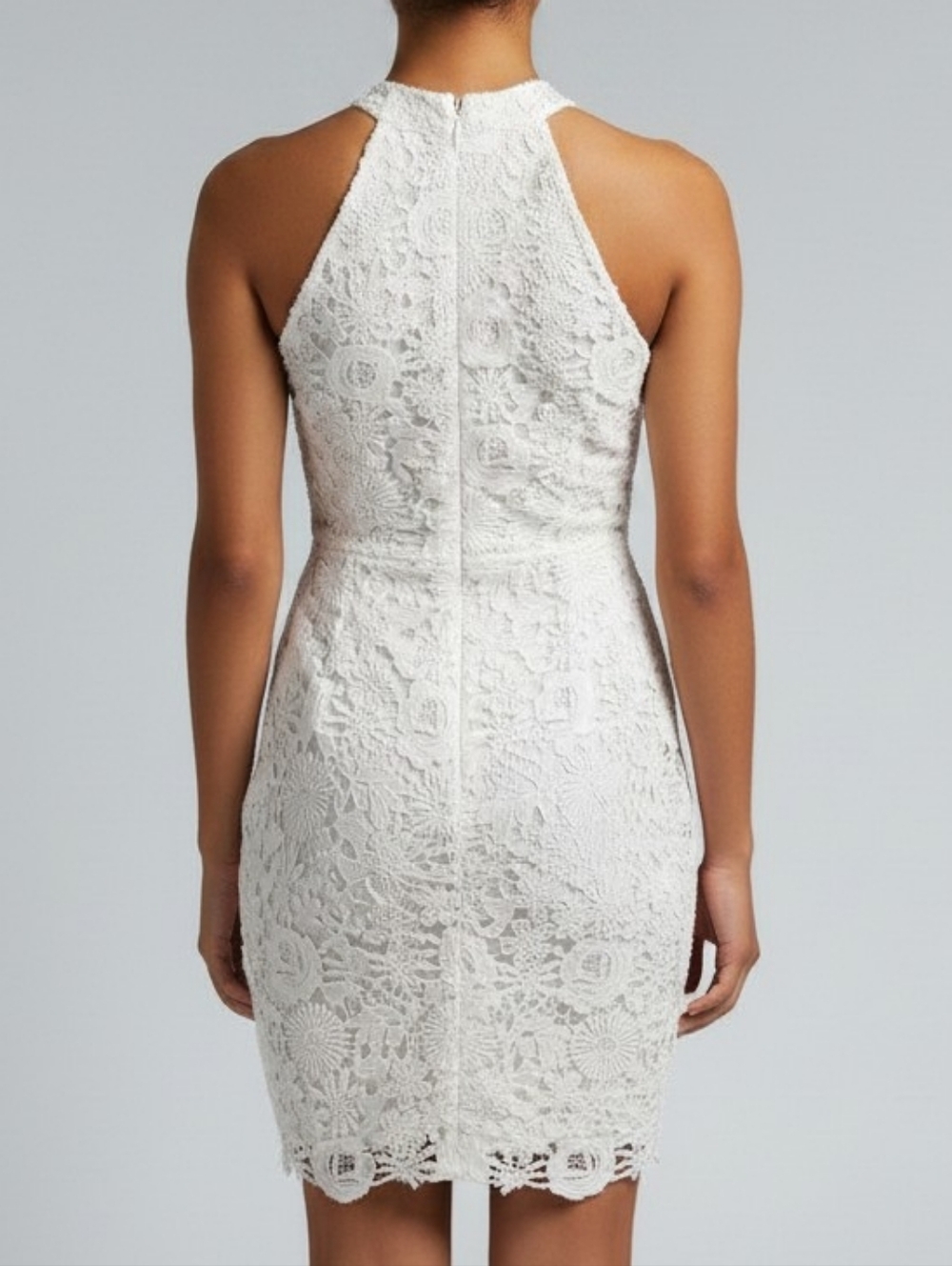 Lulus Love Poem Lace White Floral Lace Halter Mini Women’s Dress S - Picture 2 of 13